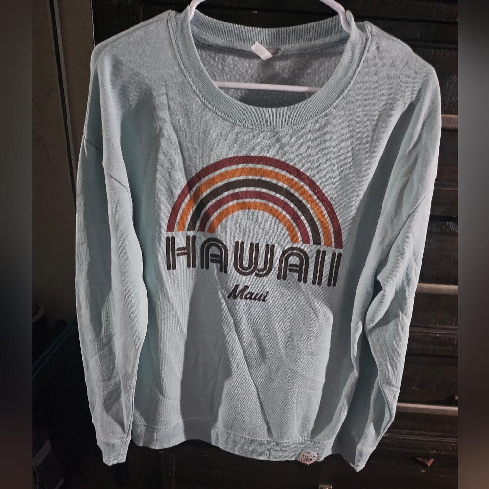 Hawaii Maui Light Blue Crew Neck Sweater NWOT